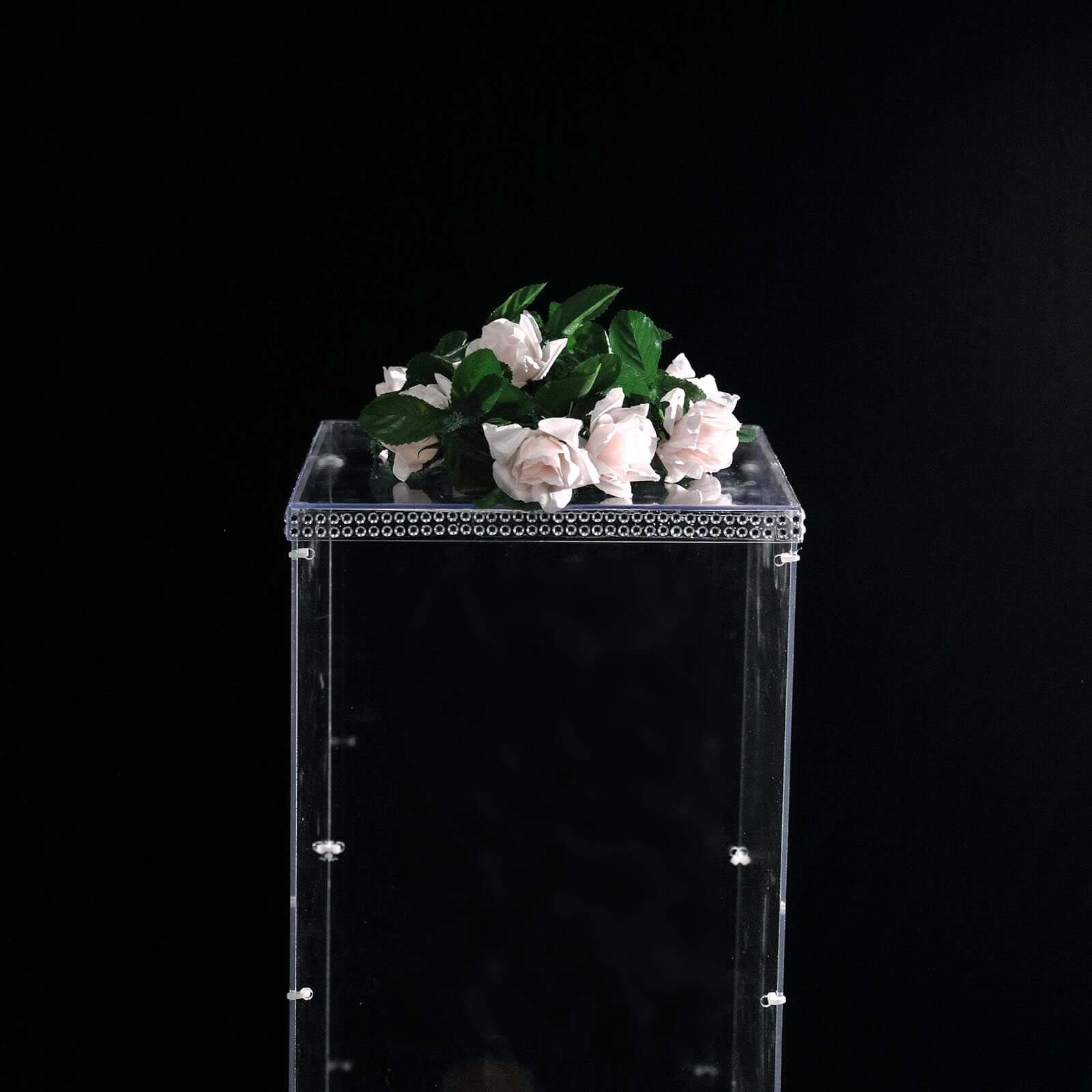 24" Clear Acrylic Display Box, Transparent Pedestal Riser with Interchangeable Lid and Base - Linen Luxes