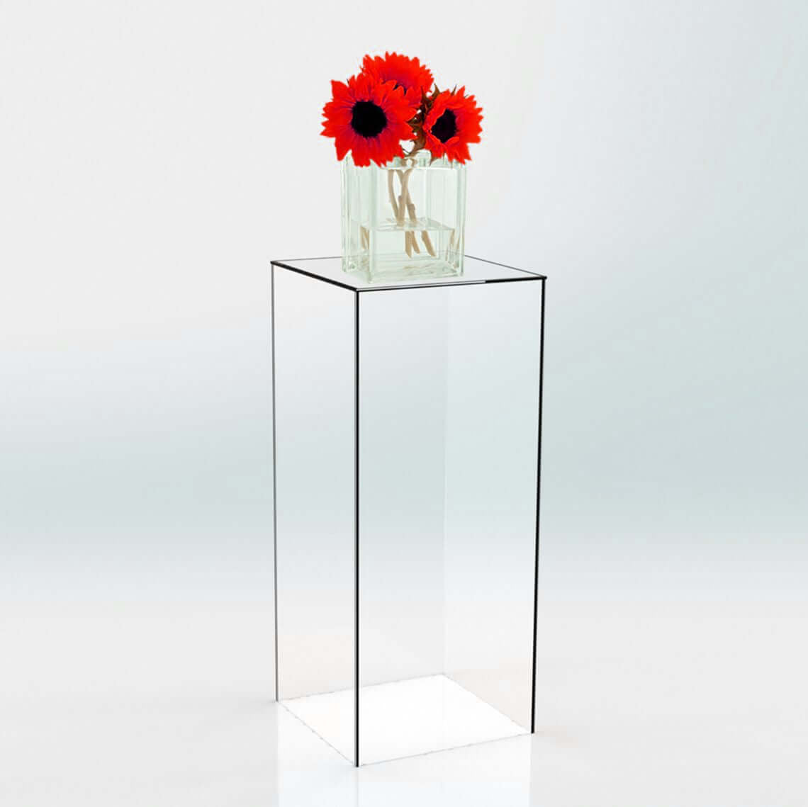 24" Clear Acrylic Display Box, Transparent Pedestal Riser with Interchangeable Lid and Base - Linen Luxes