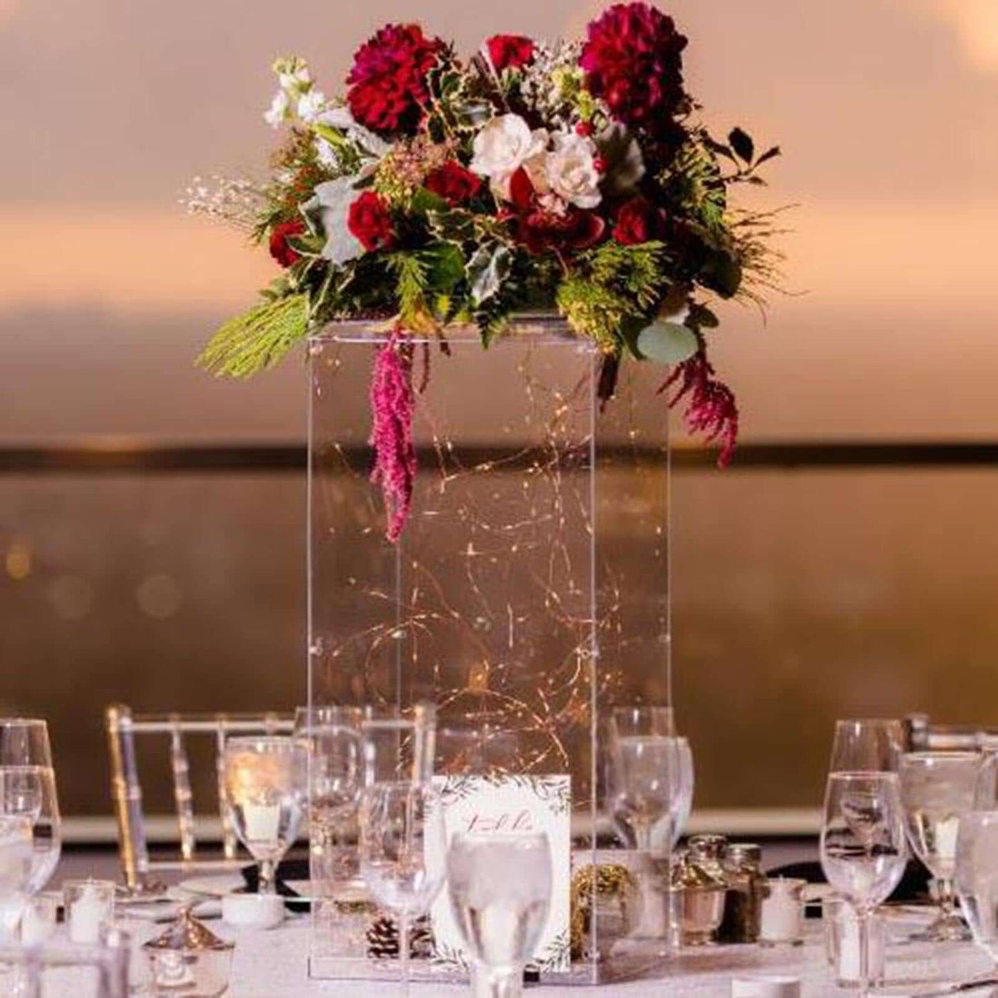 24" Clear Acrylic Display Box, Transparent Pedestal Riser with Interchangeable Lid and Base - Linen Luxes