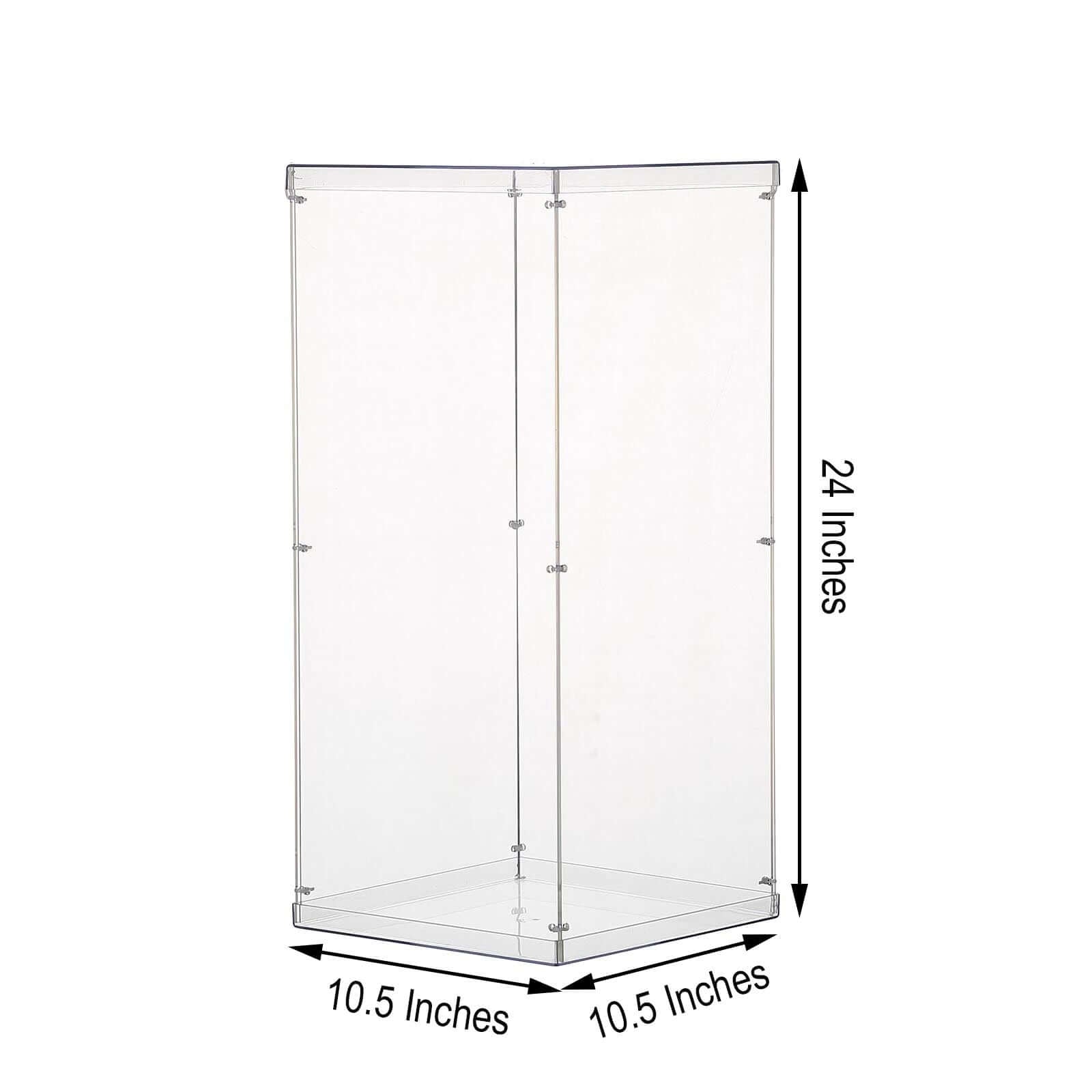 24" Clear Acrylic Display Box, Transparent Pedestal Riser with Interchangeable Lid and Base - Linen Luxes