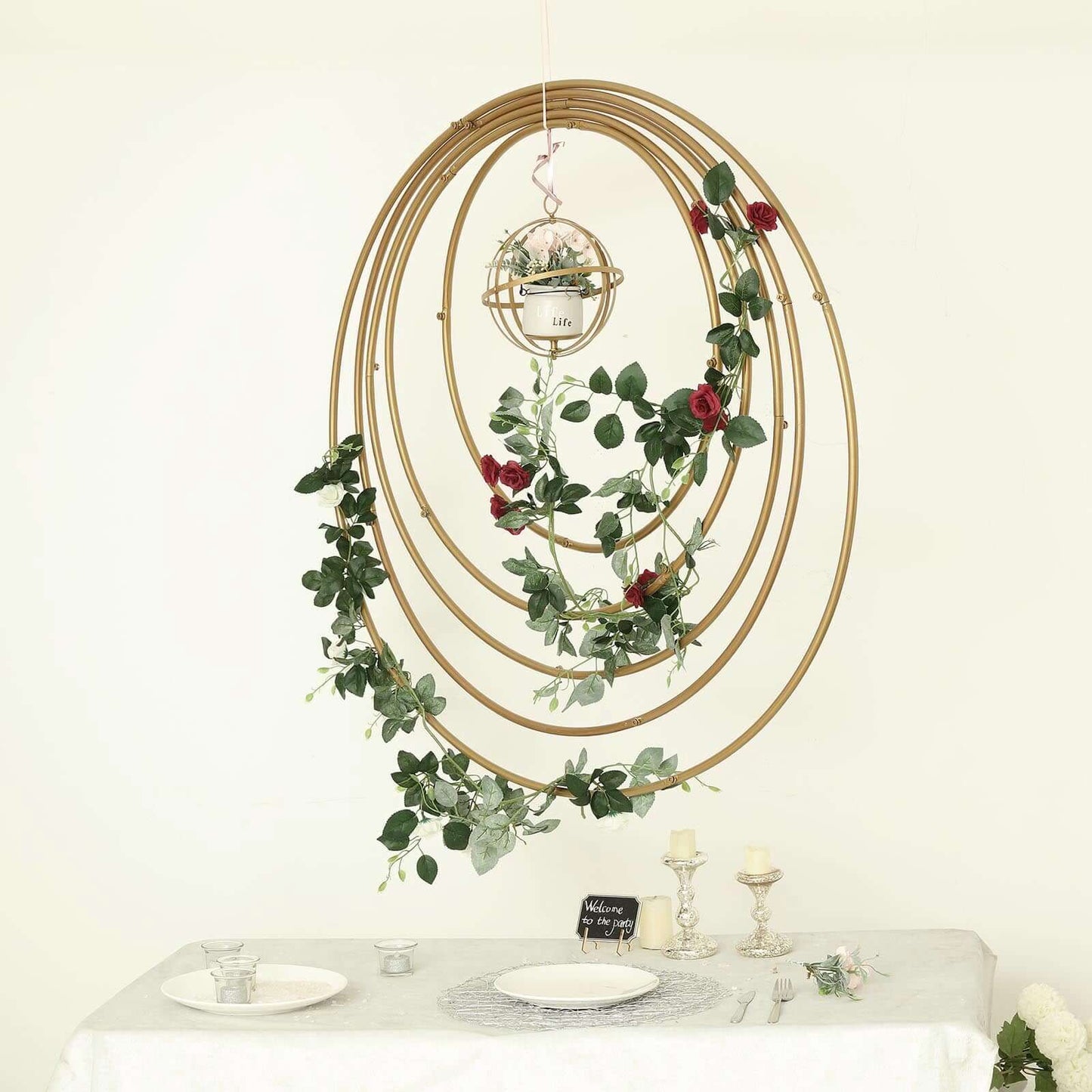 24" Gold Heavy Duty Metal Hoop Wreath, Floral Hoop - Linen Luxes