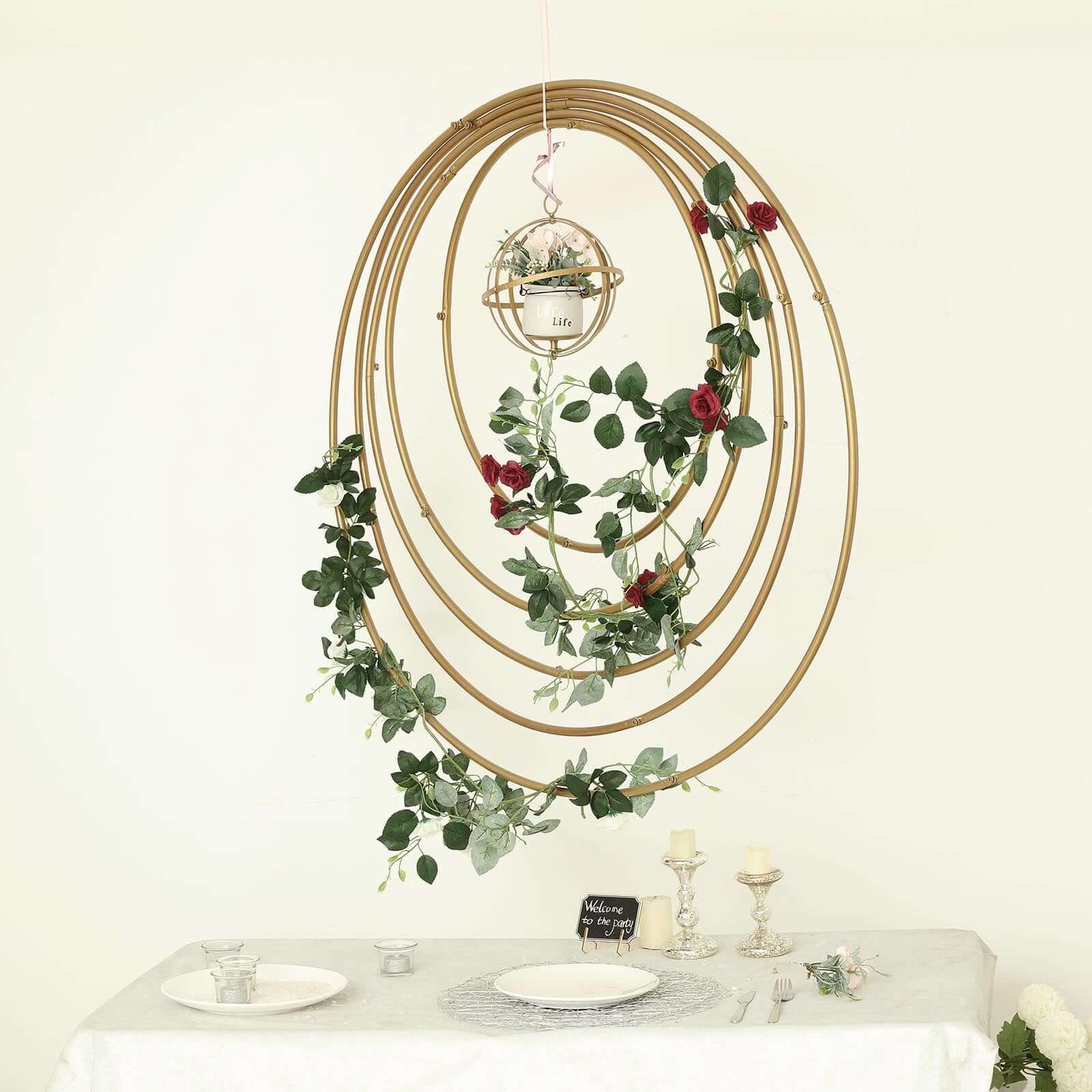 24" Gold Heavy Duty Metal Hoop Wreath, Floral Hoop - Linen Luxes