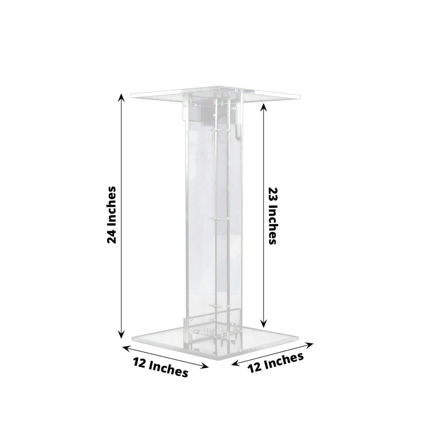 Acrylic Display Stand Flower Pedestal with Square Bases Clear - Durable 10mm Thick Wedding Centerpiece 24"