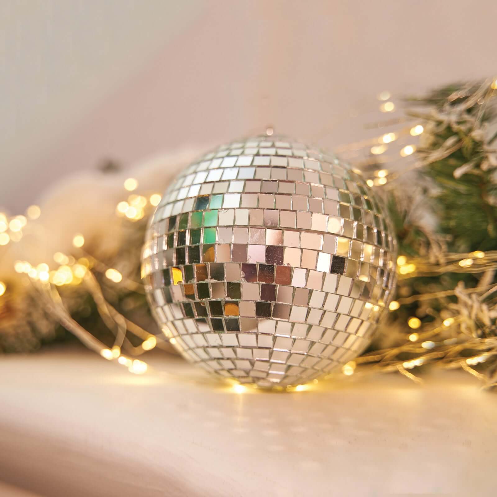 24" Large Silver Foam Disco Mirror Ball With Hanging Swivel Ring, Holiday Party Decor - Linen Luxes