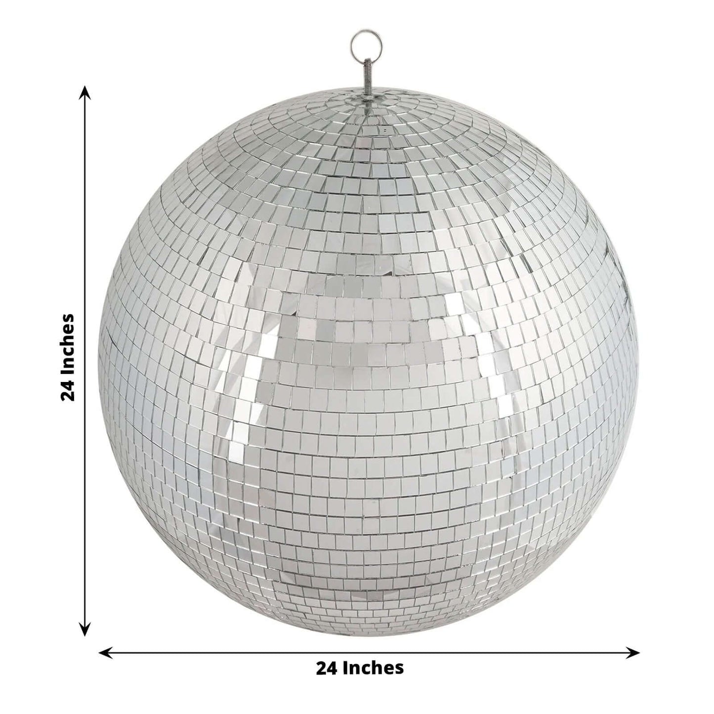 24" Large Silver Foam Disco Mirror Ball With Hanging Swivel Ring, Holiday Party Decor - Linen Luxes