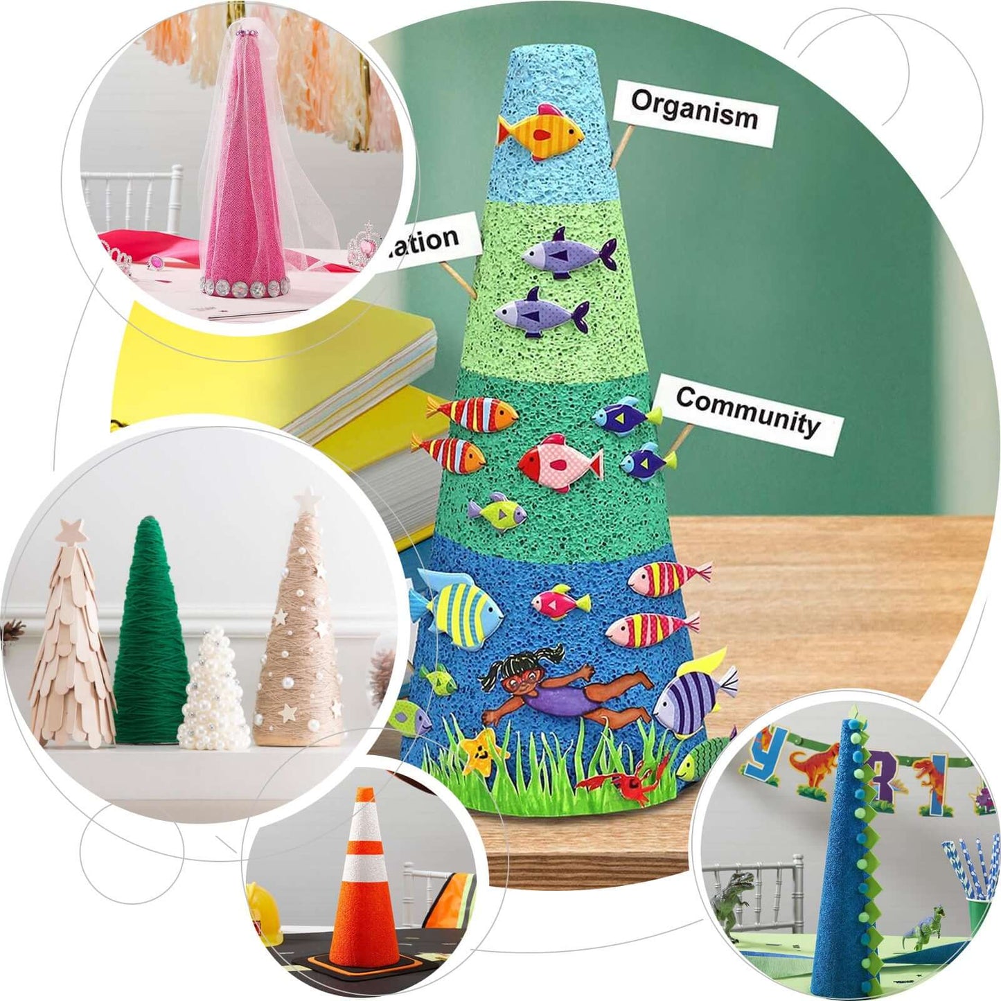 24 Pack 6" White Styrofoam Cone, Foam Cone For DIY Crafts - Linen Luxes