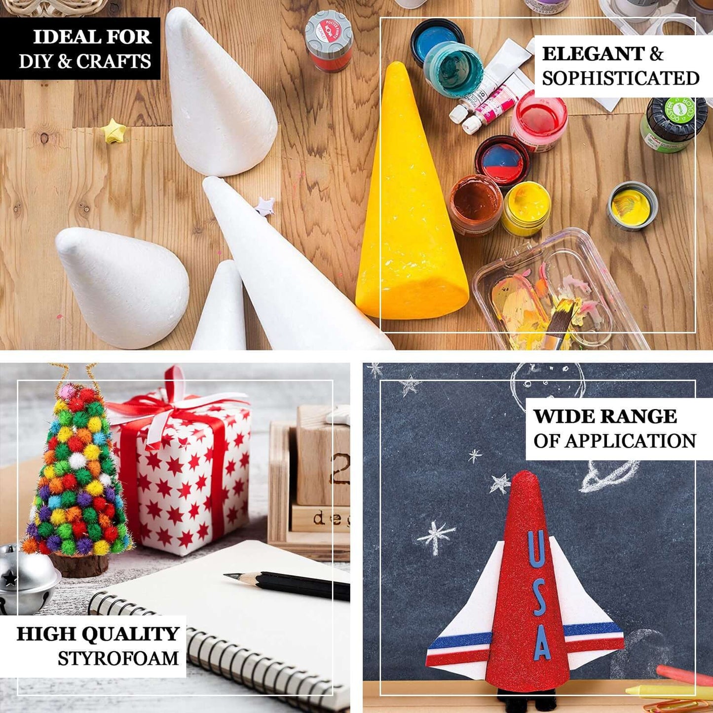 24 Pack 6" White Styrofoam Cone, Foam Cone For DIY Crafts - Linen Luxes