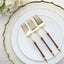 24-Pack Plastic Forks with Roman Column Handle Gold/Brown - European Style Disposable Utensils 8"