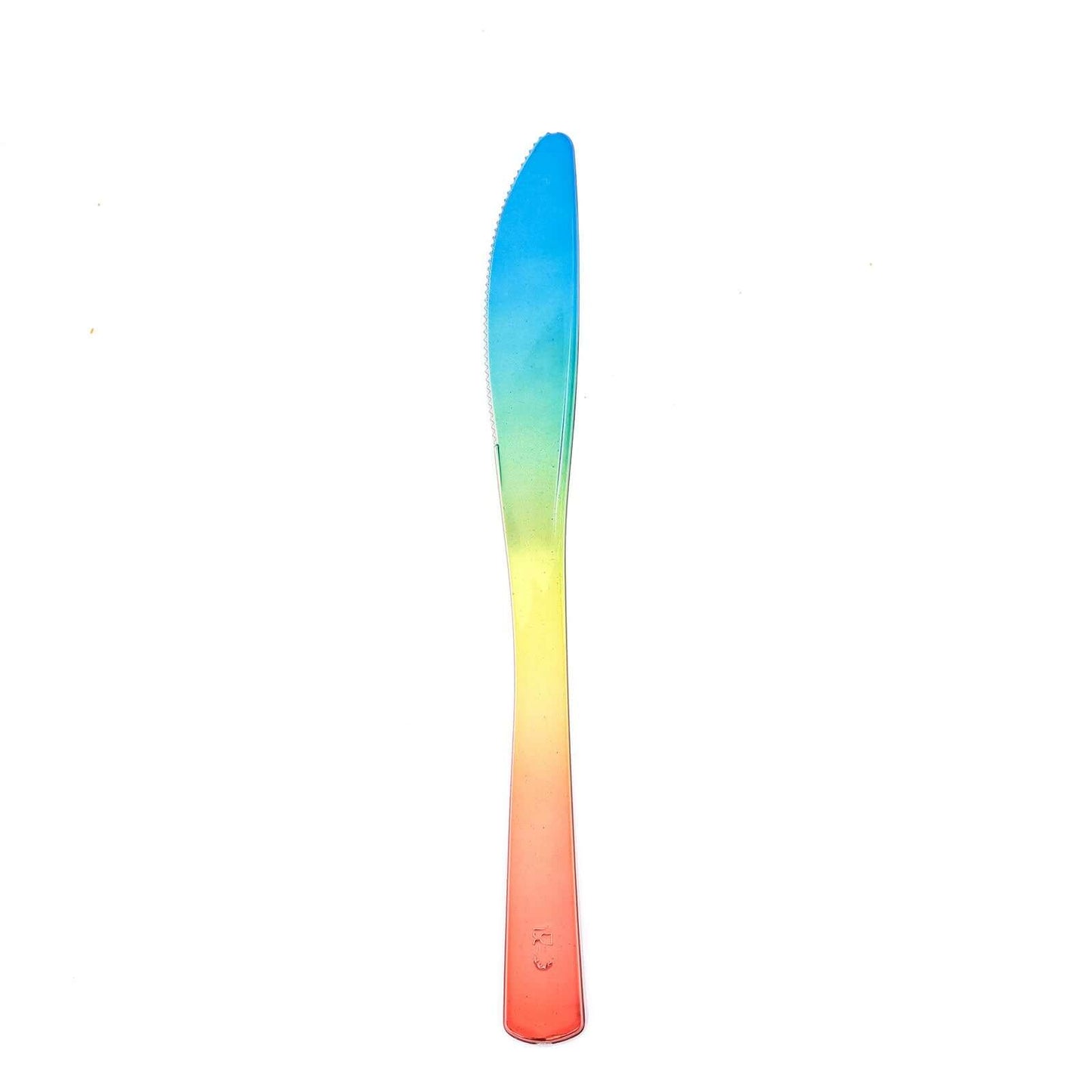 24 Pack - 8" Rainbow Ombre Design Heavy Duty Plastic Knives - Linen Luxes
