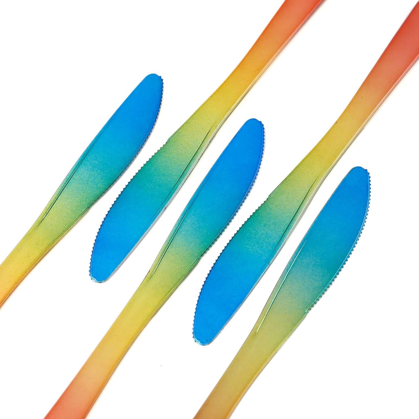 24 Pack - 8" Rainbow Ombre Design Heavy Duty Plastic Knives - Linen Luxes