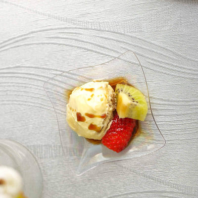 24 - Pack Appetizer Plates Mini Wavy Rim Design Clear - Plastic Disposable Plates for Snacks and Parties 3" - Linen Luxes