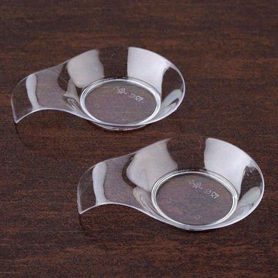 24 - Pack Dessert Plates Round Design with Handle Clear - Plastic Disposable Dipping Bowls 3" - Linen Luxes