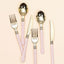 24 Pack Gold 7.5" Heavy Duty Plastic Knives with Blush Handle, Disposable Silverware - Linen Luxes