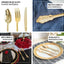 24 - Pack Plastic Forks Baroque Style Metallic Gold - Heavy Duty Disposable Silverware 8" - Linen Luxes