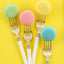 24 - Pack Plastic Forks Gold with White Handles - Durable Food Safe Disposable Silverware for Lunch Buffets & Catering Services 7" - Linen Luxes
