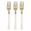 24 - Pack Plastic Forks Gold with White Handles - Durable Food Safe Disposable Silverware for Lunch Buffets & Catering Services 7" - Linen Luxes
