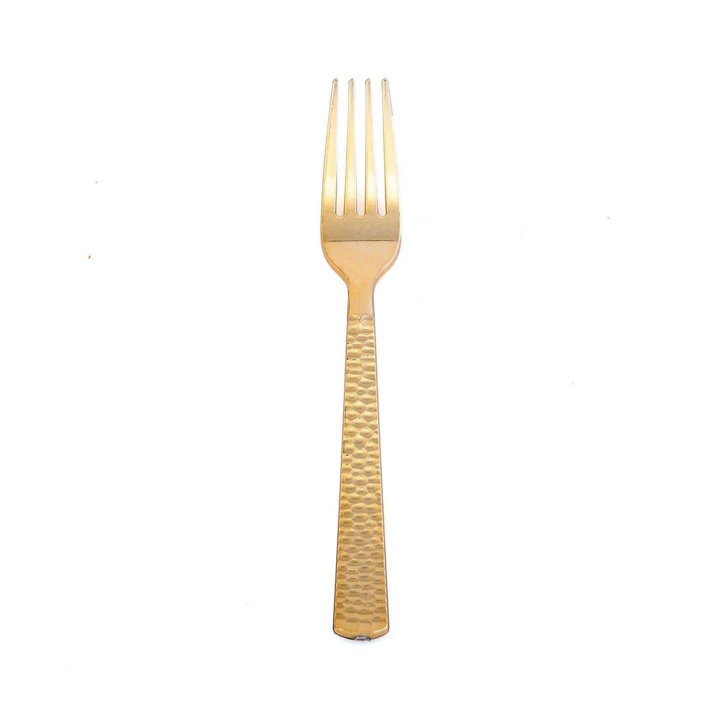 24 - Pack Plastic Forks with Hammered Style Gold - Heavy Duty Disposable Silverware 7" - Linen Luxes