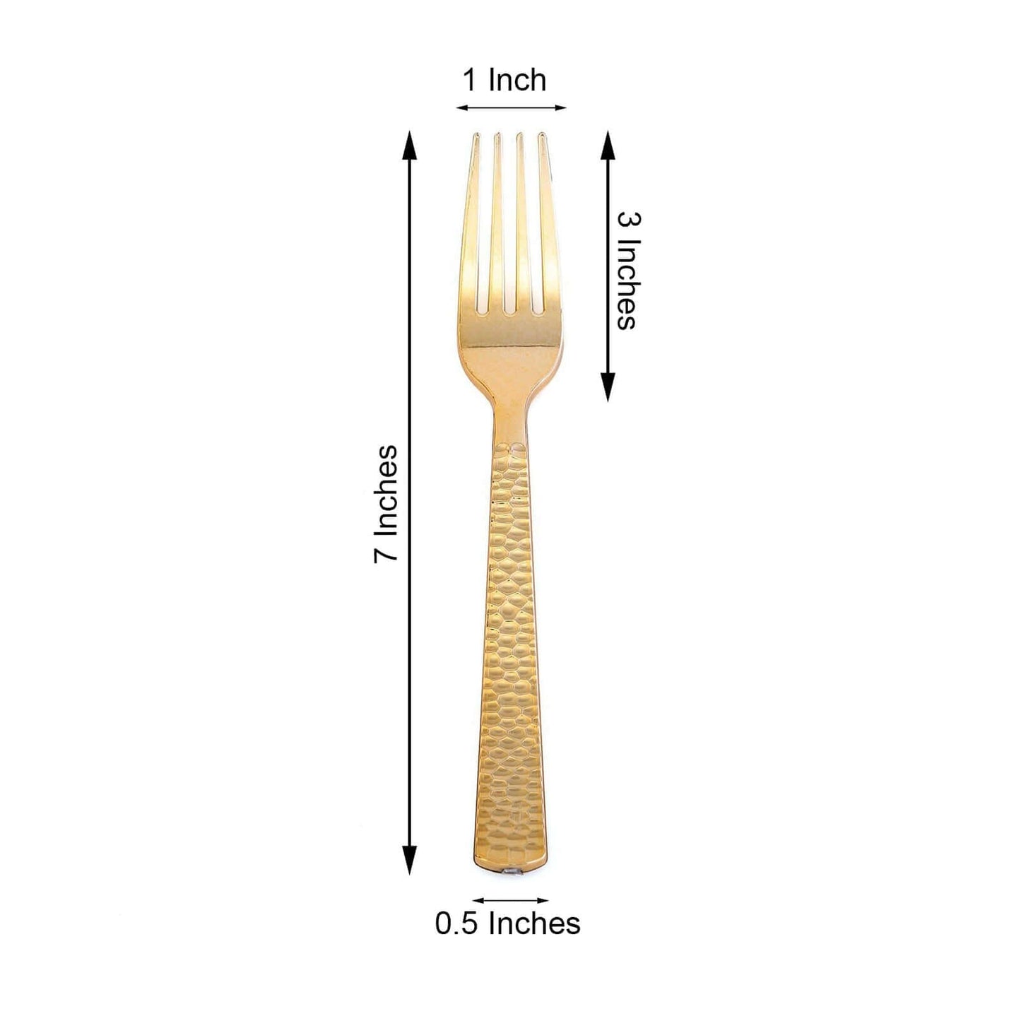 24 - Pack Plastic Forks with Hammered Style Gold - Heavy Duty Disposable Silverware 7" - Linen Luxes