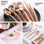 24 - Pack Plastic Forks with Hammered Style Rose Gold - Heavy Duty Disposable Silverware 7" - Linen Luxes