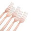 24 - Pack Plastic Forks with Hammered Style Rose Gold - Heavy Duty Disposable Silverware 7" - Linen Luxes