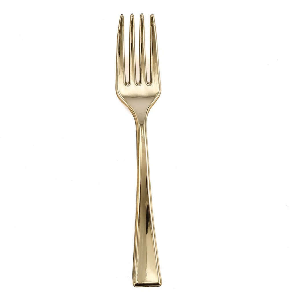 24 - Pack Plastic Mini Dessert Forks Gold - Heavy Duty Disposable Appetizer Forks 4" - Linen Luxes