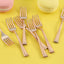 24 - Pack Plastic Mini Dessert Forks Rose Gold 4" - Linen Luxes
