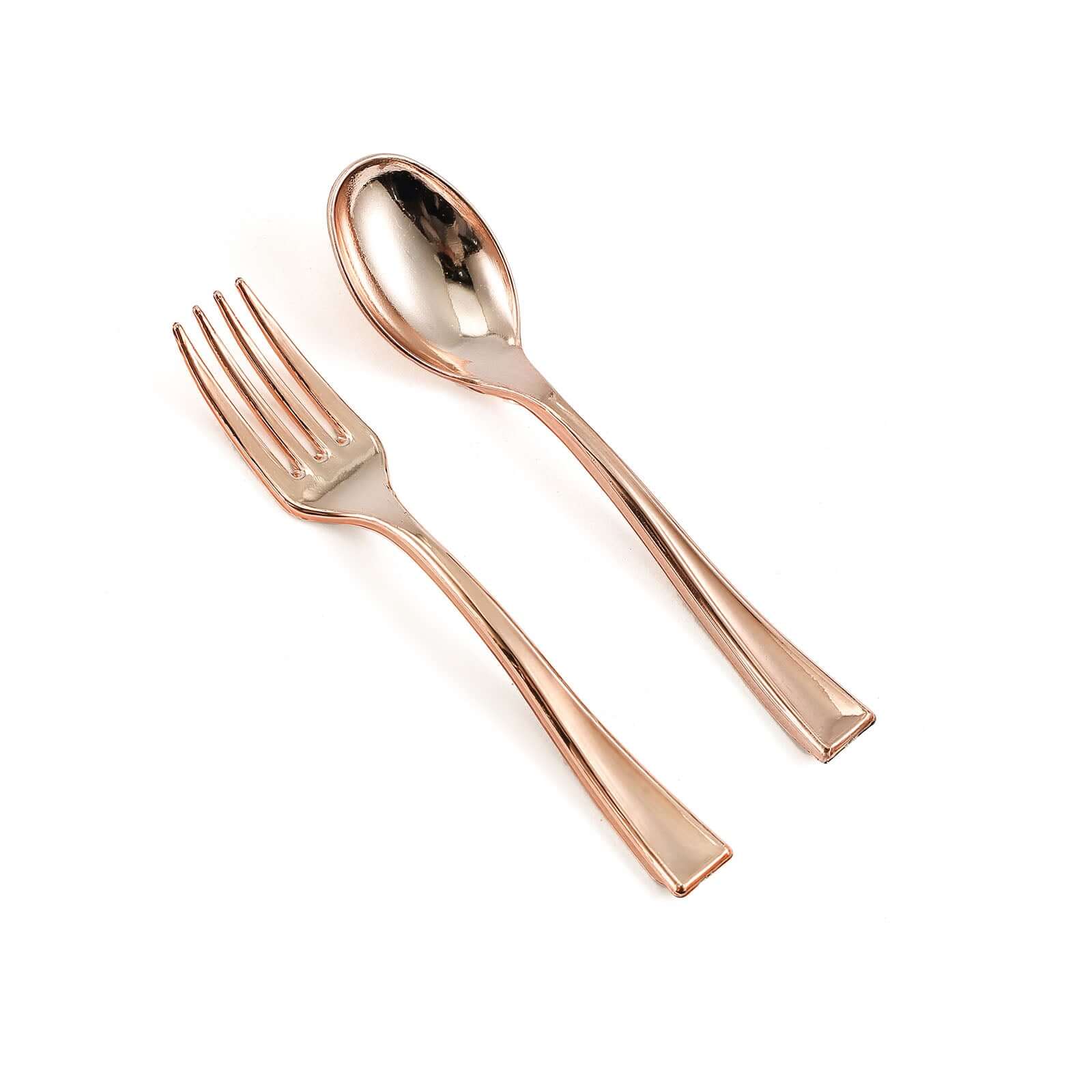 24 - Pack Plastic Mini Dessert Forks Rose Gold 4" - Linen Luxes