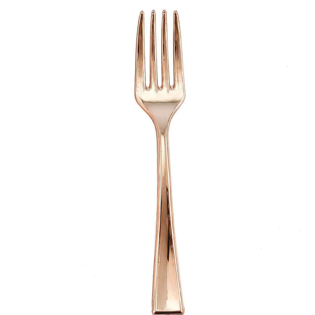 24 - Pack Plastic Mini Dessert Forks Rose Gold 4" - Linen Luxes