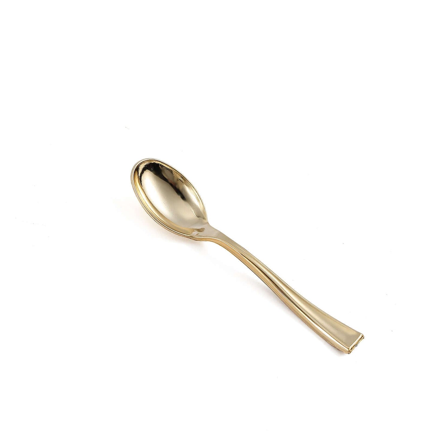 24 - Pack Plastic Mini Dessert Spoons Gold - Heavy Duty Disposable Silverware 4" - Linen Luxes
