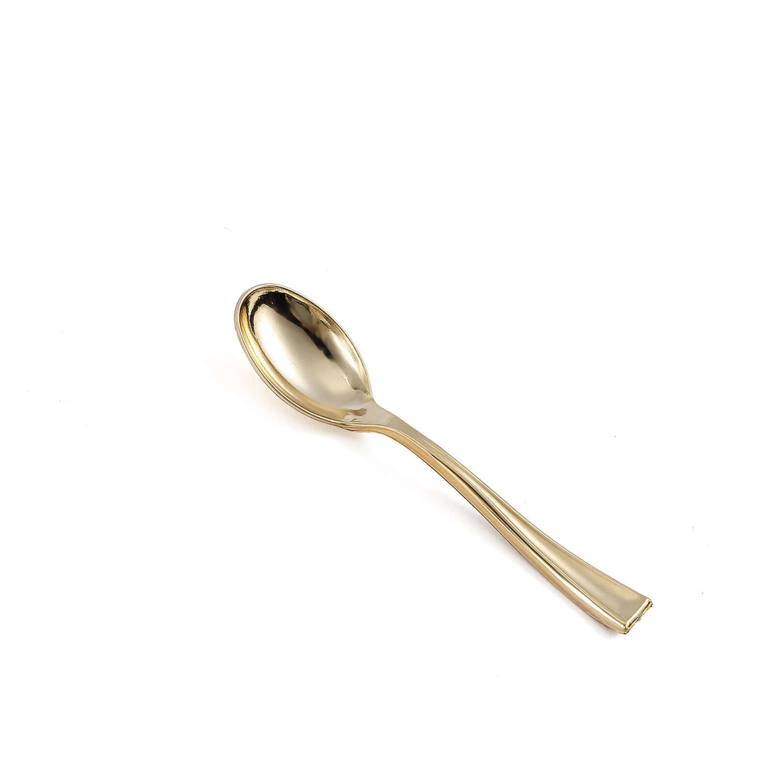 24 - Pack Plastic Mini Dessert Spoons Gold - Heavy Duty Disposable Silverware 4" - Linen Luxes