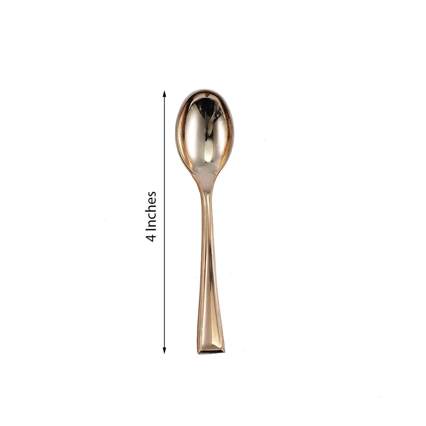 24 - Pack Plastic Mini Dessert Spoons Gold - Heavy Duty Disposable Silverware 4" - Linen Luxes