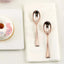 24 - Pack Plastic Mini Dessert Spoons Rose Gold - Heavy Duty Disposable Silverware 4" - Linen Luxes