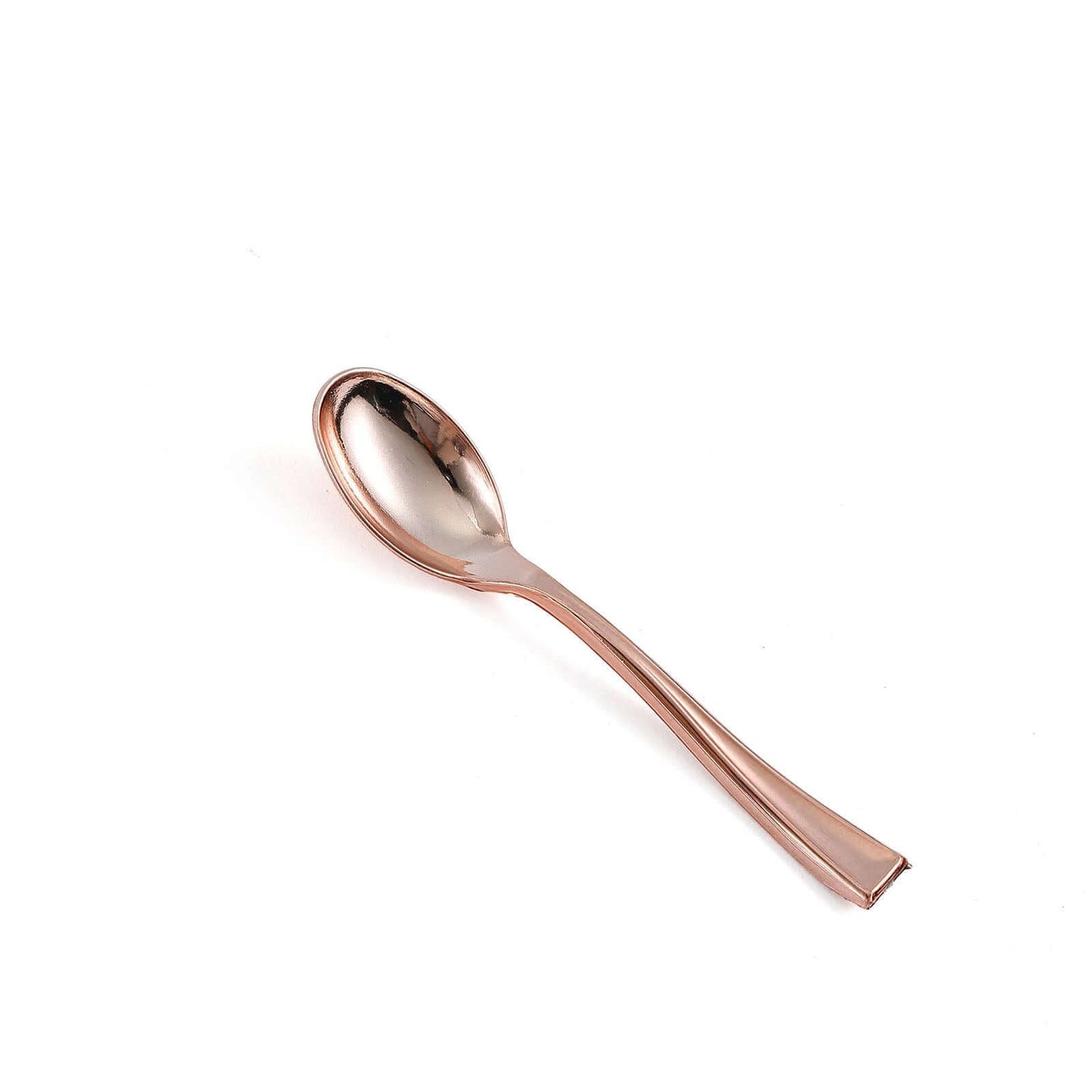 24 - Pack Plastic Mini Dessert Spoons Rose Gold - Heavy Duty Disposable Silverware 4" - Linen Luxes