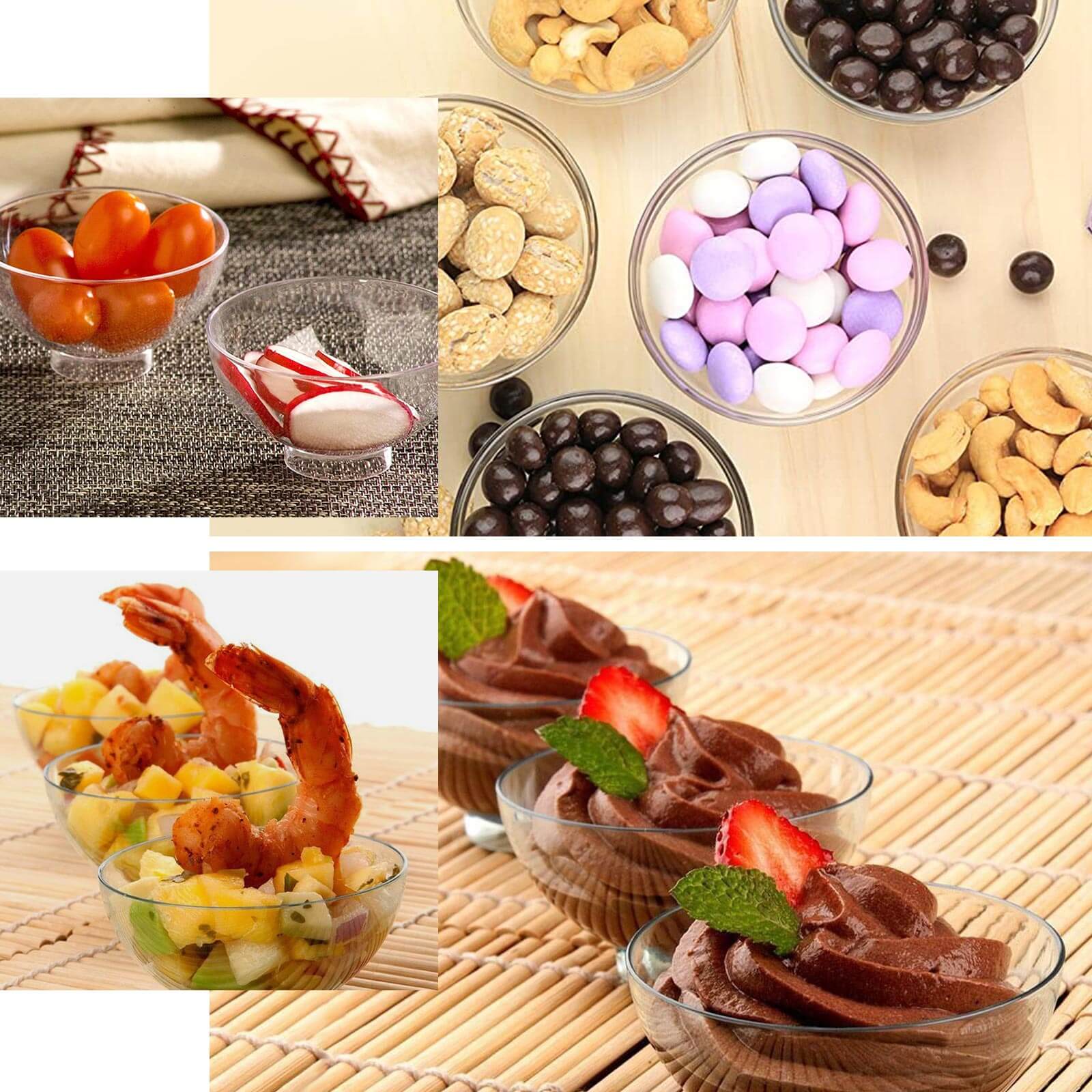 24 - Pack Plastic Mini Dipping Bowls Clear - Durable Disposable Bowls for Snacks 2oz - Linen Luxes