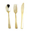 24 - Pack Plastic Utensil Set Metallic Gold Classic Heavy Duty - Decorative Disposable Tableware 7", 8" - Linen Luxes