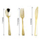 24 - Pack Plastic Utensil Set Metallic Gold Classic Heavy Duty - Decorative Disposable Tableware 7", 8" - Linen Luxes