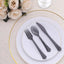 24-Pack Plastic Silverware Set with Fan Flared Tip Handle Transparent Black - Heavy Duty Disposable Utensils 7"