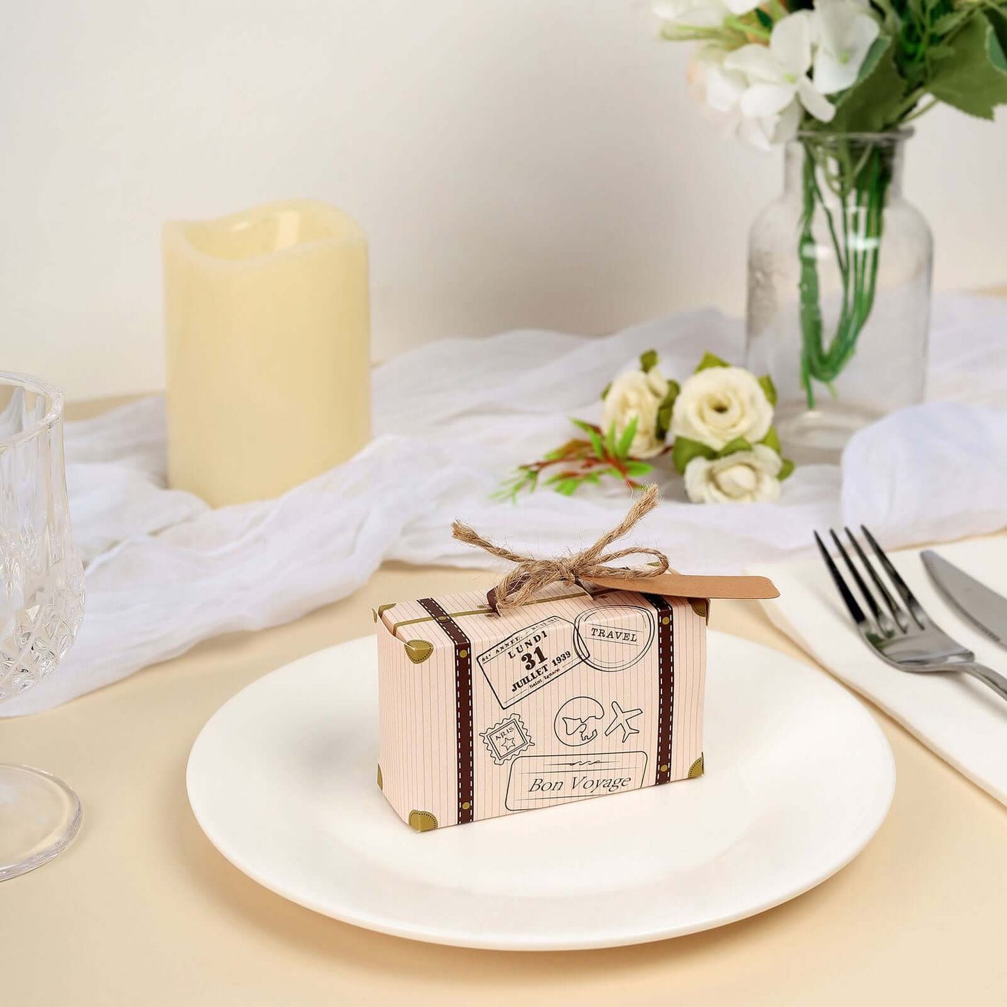 24 Pack Vintage Airplane Suitcase Wedding Party Favor Candy Gift Box