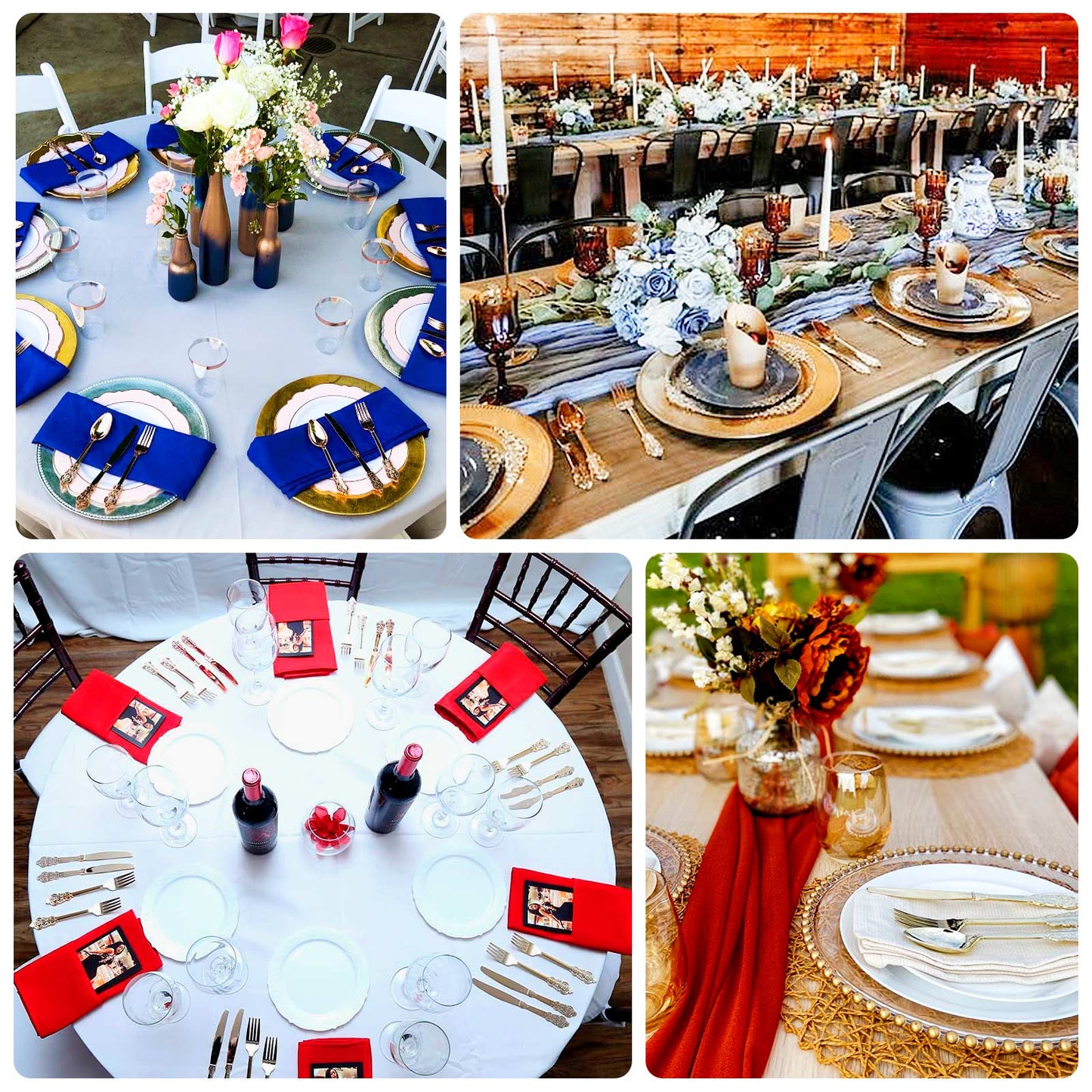 24 Pcs Plastic Silverware Set in Baroque Style Metallic Gold - Heavy Duty Disposable Knife, Fork, and Spoon Set - Linen Luxes