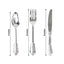 24 Pcs Plastic Silverware Set in Baroque Style Metallic Silver - Heavy Duty Disposable Knife, Fork, and Spoon Set - Linen Luxes