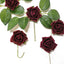 24 Roses 2" Burgundy Artificial Foam Flowers With Stem Wire and Leaves - Linen Luxes