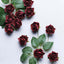 24 Roses 2" Burgundy Artificial Foam Flowers With Stem Wire and Leaves - Linen Luxes