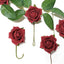 24 Roses 2" Red Artificial Foam Flowers With Stem Wire and Leaves - Linen Luxes