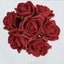 24 Roses 2" Red Artificial Foam Flowers With Stem Wire and Leaves - Linen Luxes