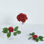 24 Roses 2" Red Artificial Foam Flowers With Stem Wire and Leaves - Linen Luxes