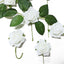 24 Roses 2" White Artificial Foam Flowers With Stem Wire and Leaves - Linen Luxes
