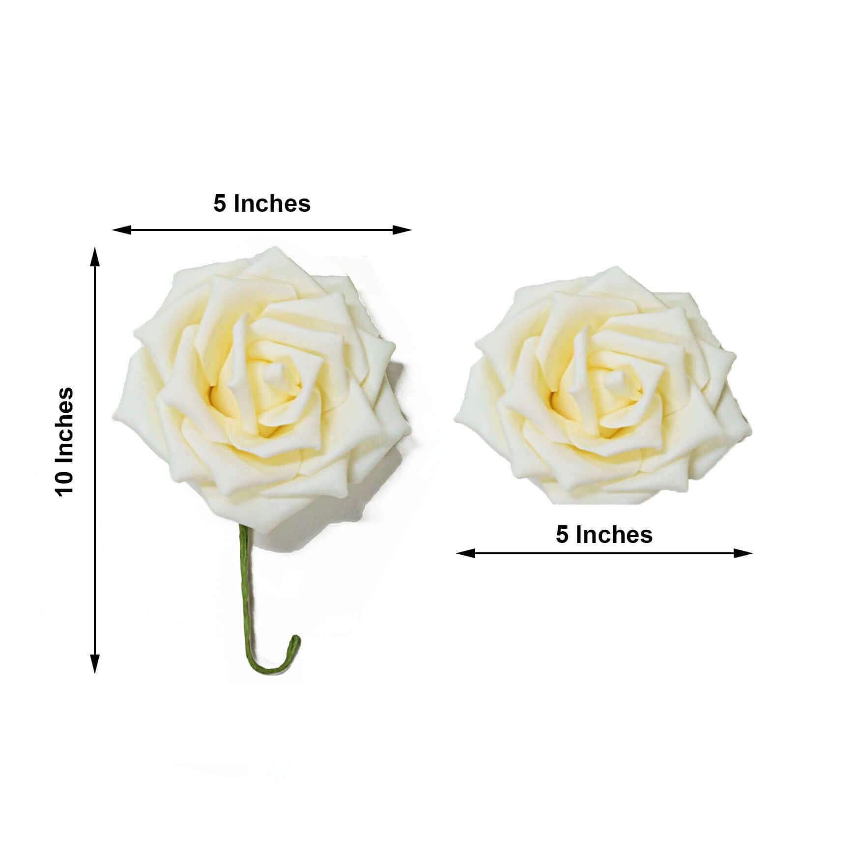 24 Roses 5" Cream Artificial Foam Flowers With Stem Wire and Leaves - Linen Luxes