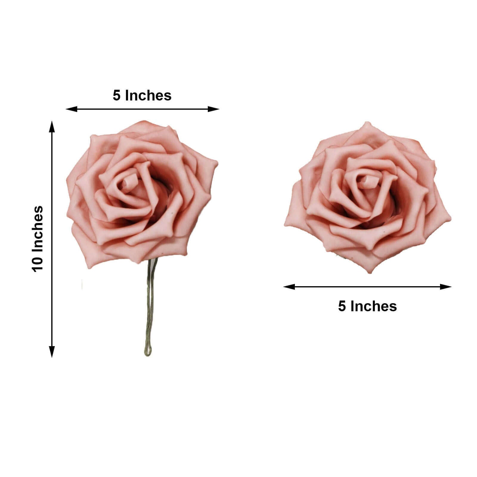 24 Roses 5" Dusty Rose Artificial Foam Flowers With Stem Wire and Leaves - Linen Luxes