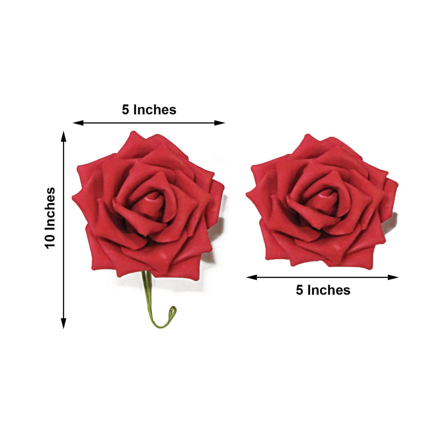 24 Roses 5" Red Artificial Foam Flowers With Stem Wire and Leaves - Linen Luxes