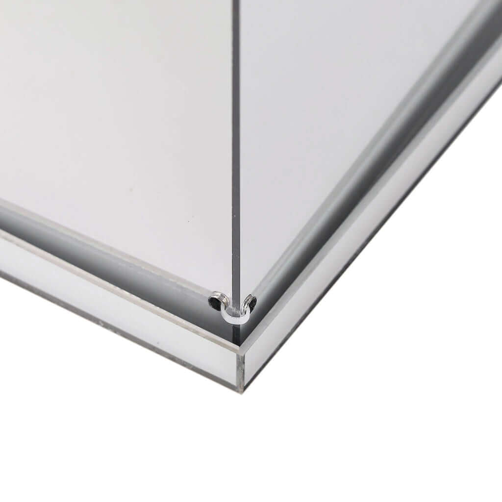 24" Silver Mirror Finish Acrylic Display Box, Pedestal Riser with Interchangeable Lid and Base - Linen Luxes